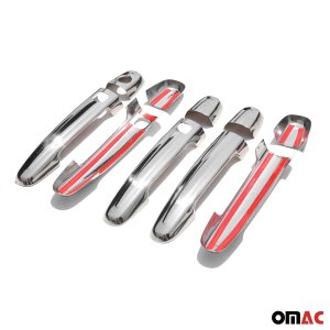 Toyota RAV4 Door Handle Cover - Omac - H1S3 Keyless S.Steel, 10 Pcs - Gloss Silver - '06-'12